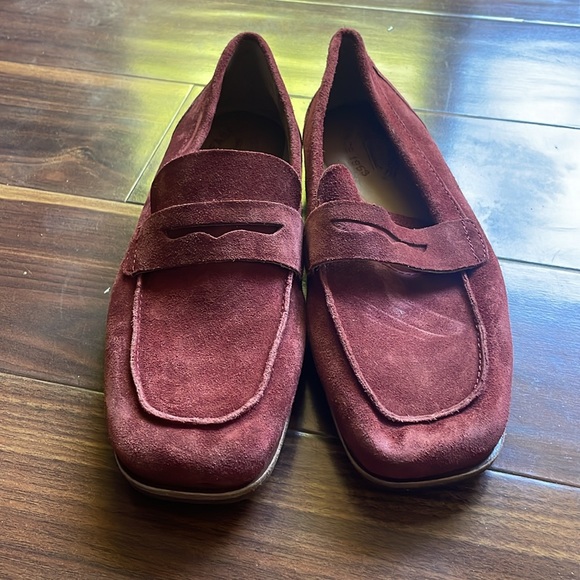 Kork-Ease Womens Size 7 Pisa Dark Red Suede Slip On Penny Loafers Shoes - Picture 3 of 8